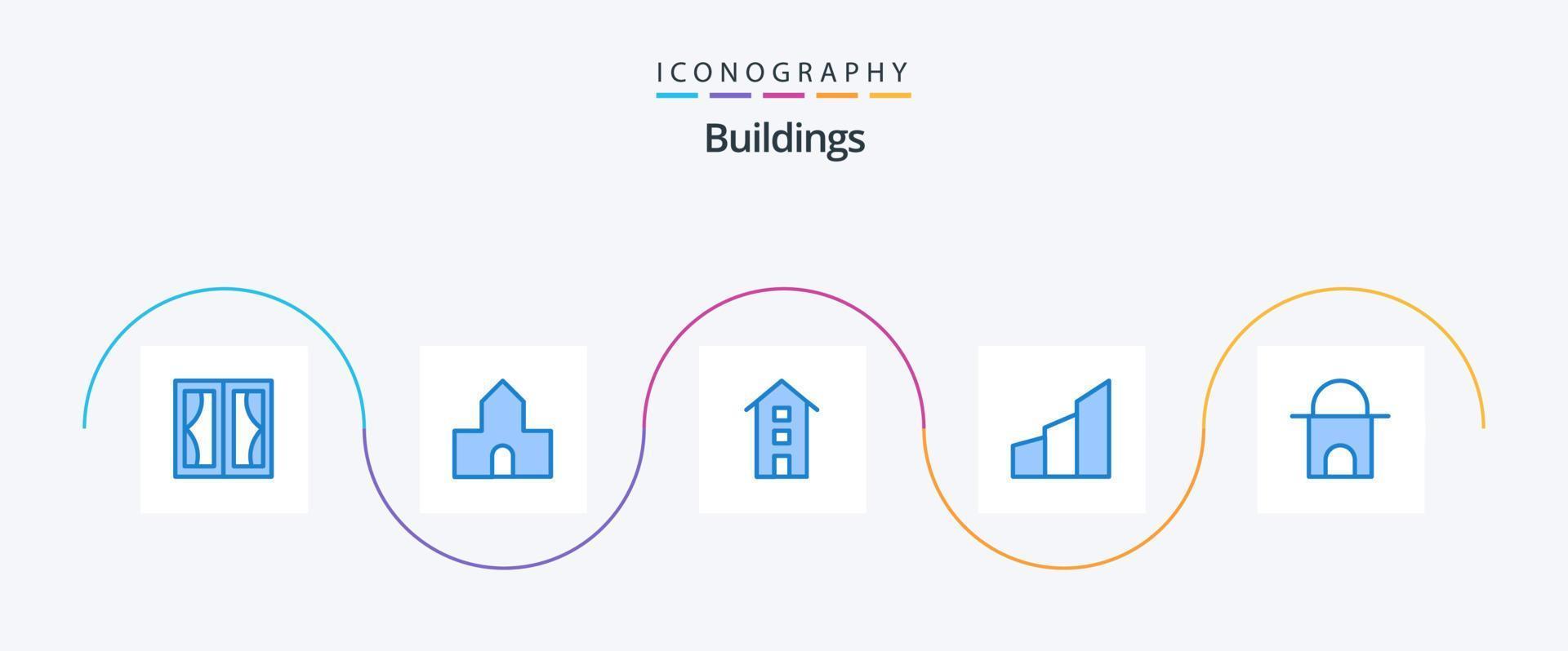 Buildings Blue 5 Icon Pack Including modern building. architecture. christian building. apartments. shops vector