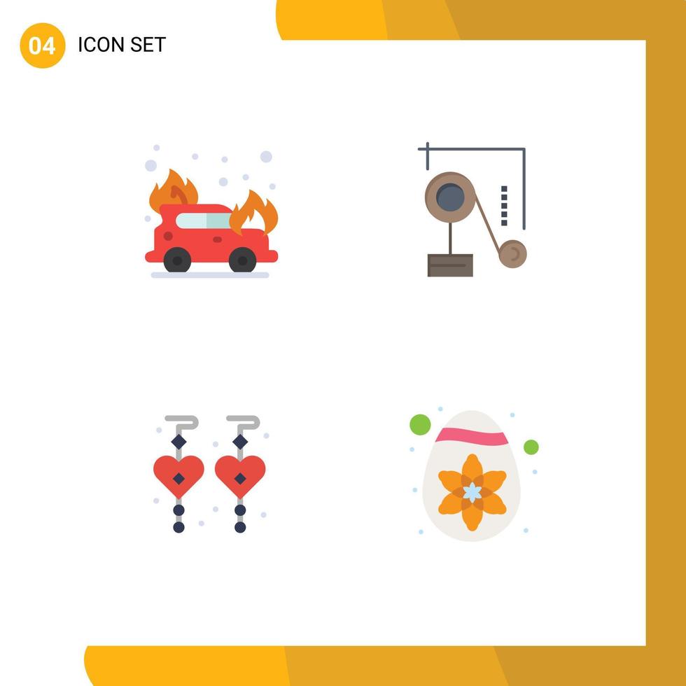 4 Universal Flat Icons Set for Web and Mobile Applications car love expariment exparimant physics easter Editable Vector Design Elements