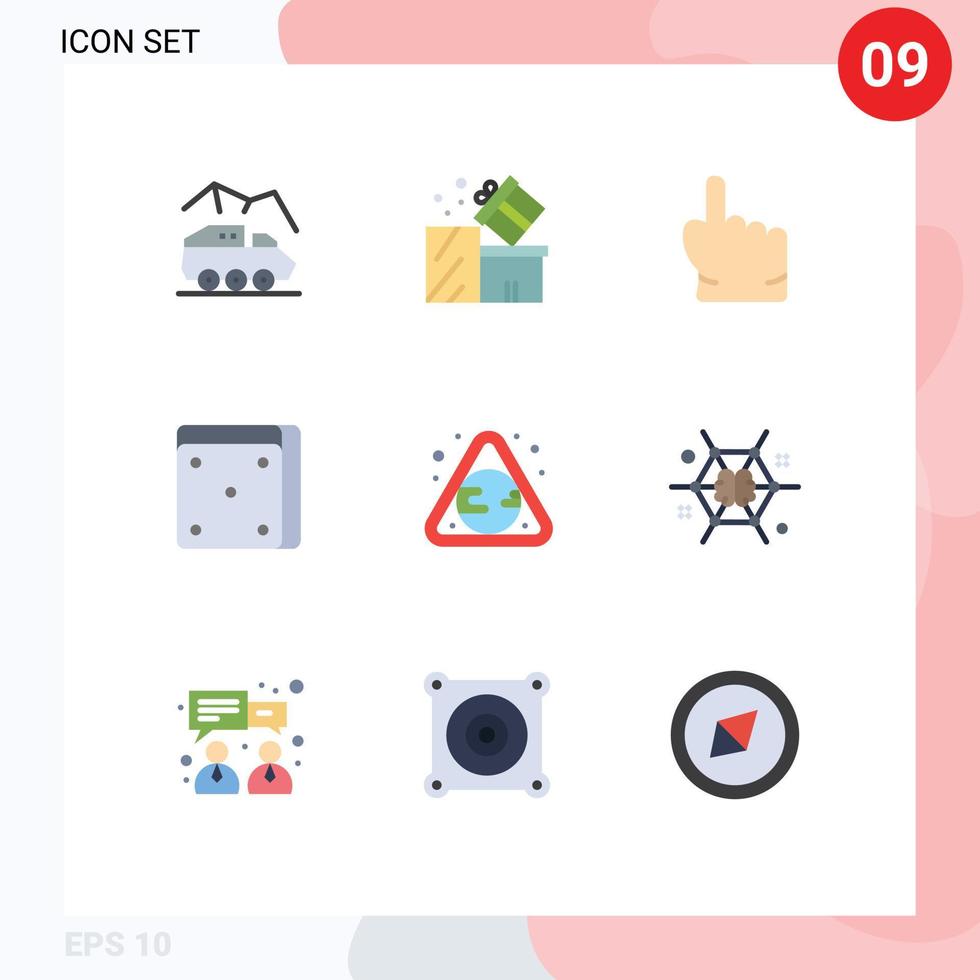 Editable Vector Line Pack of 9 Simple Flat Colors of earth dice shopping casino point Editable Vector Design Elements