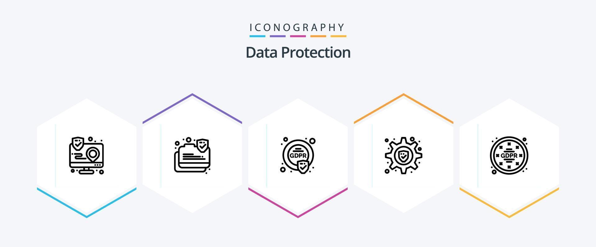 Data Protection 25 Line icon pack including privacy. setting. secure. security. gdpr vector