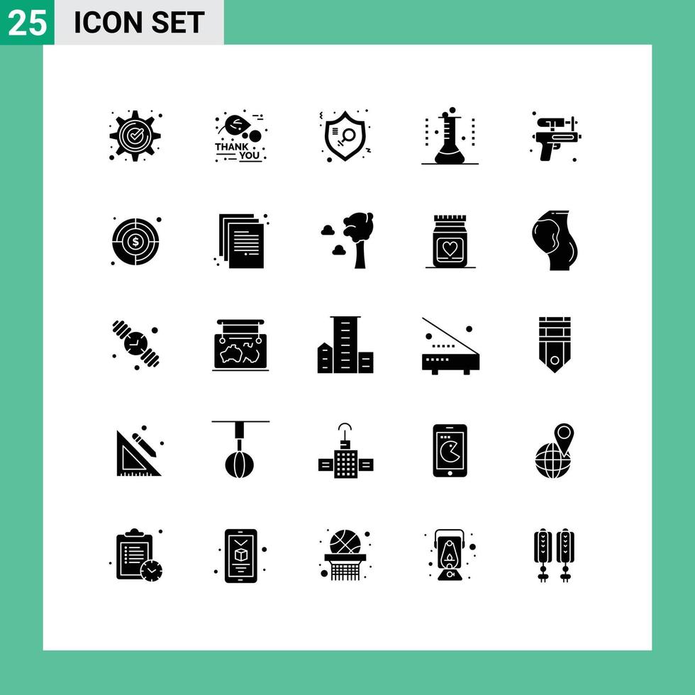 Solid Glyph Pack of 25 Universal Symbols of lab glassware erlenmeyer flask thanksgiving chemical flask protection Editable Vector Design Elements