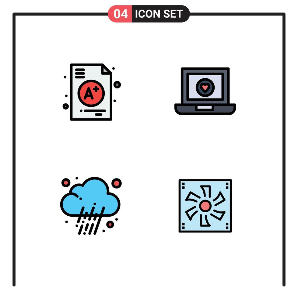 Set of 4 Modern UI Icons Symbols Signs for a news school heart weather Editable Vector Design Elements