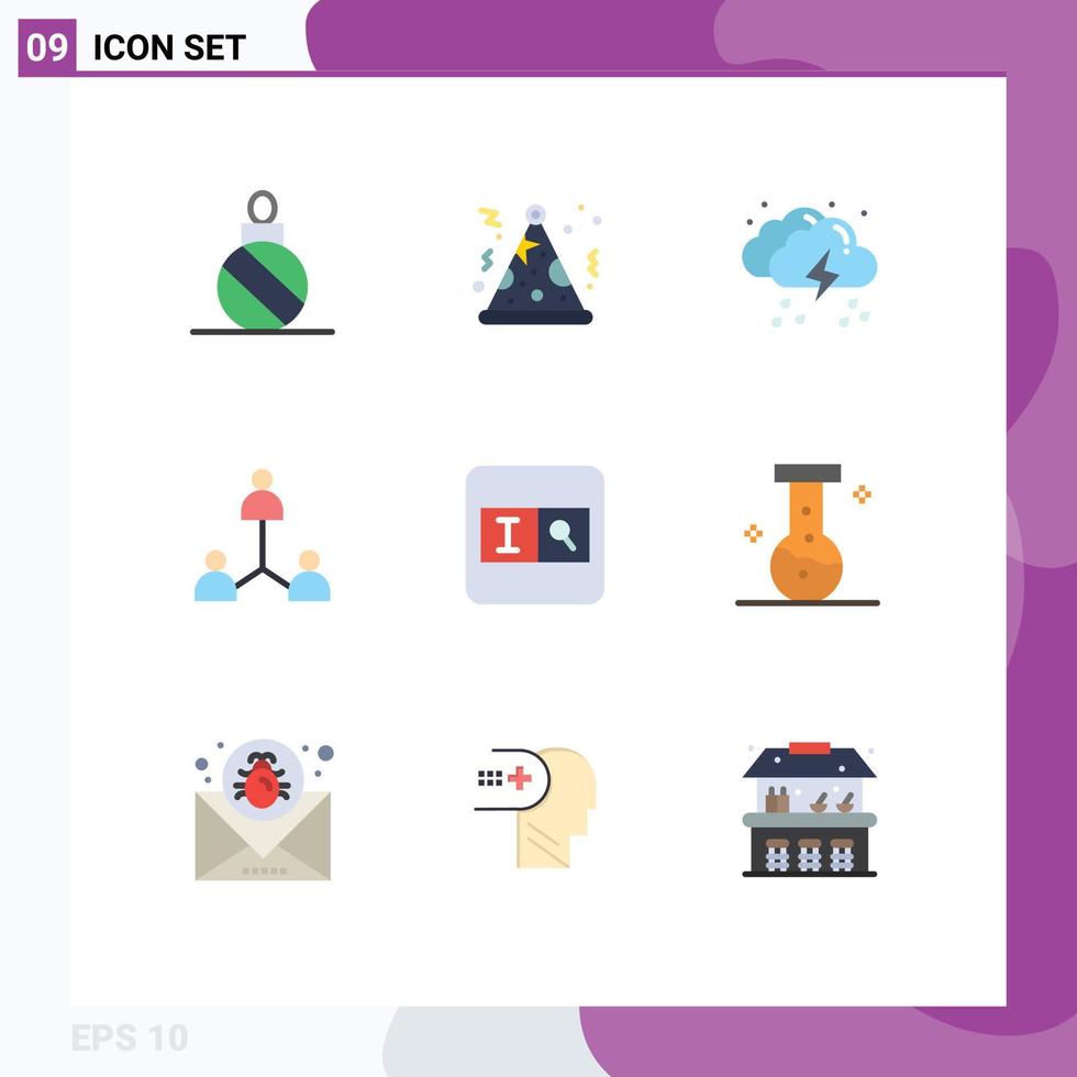 Modern Set of 9 Flat Colors Pictograph of search user drop team group Editable Vector Design Elements