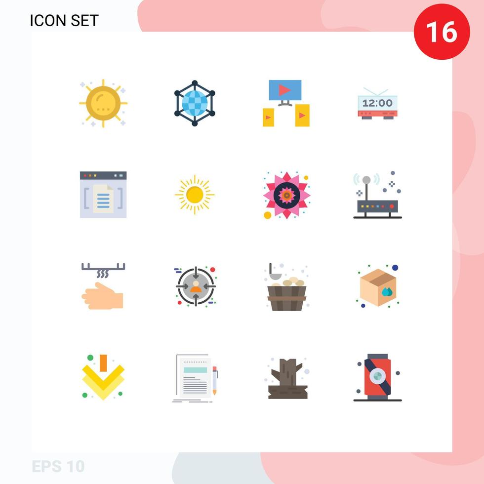 Editable Vector Line Pack of 16 Simple Flat Colors of archive time web electric design Editable Pack of Creative Vector Design Elements