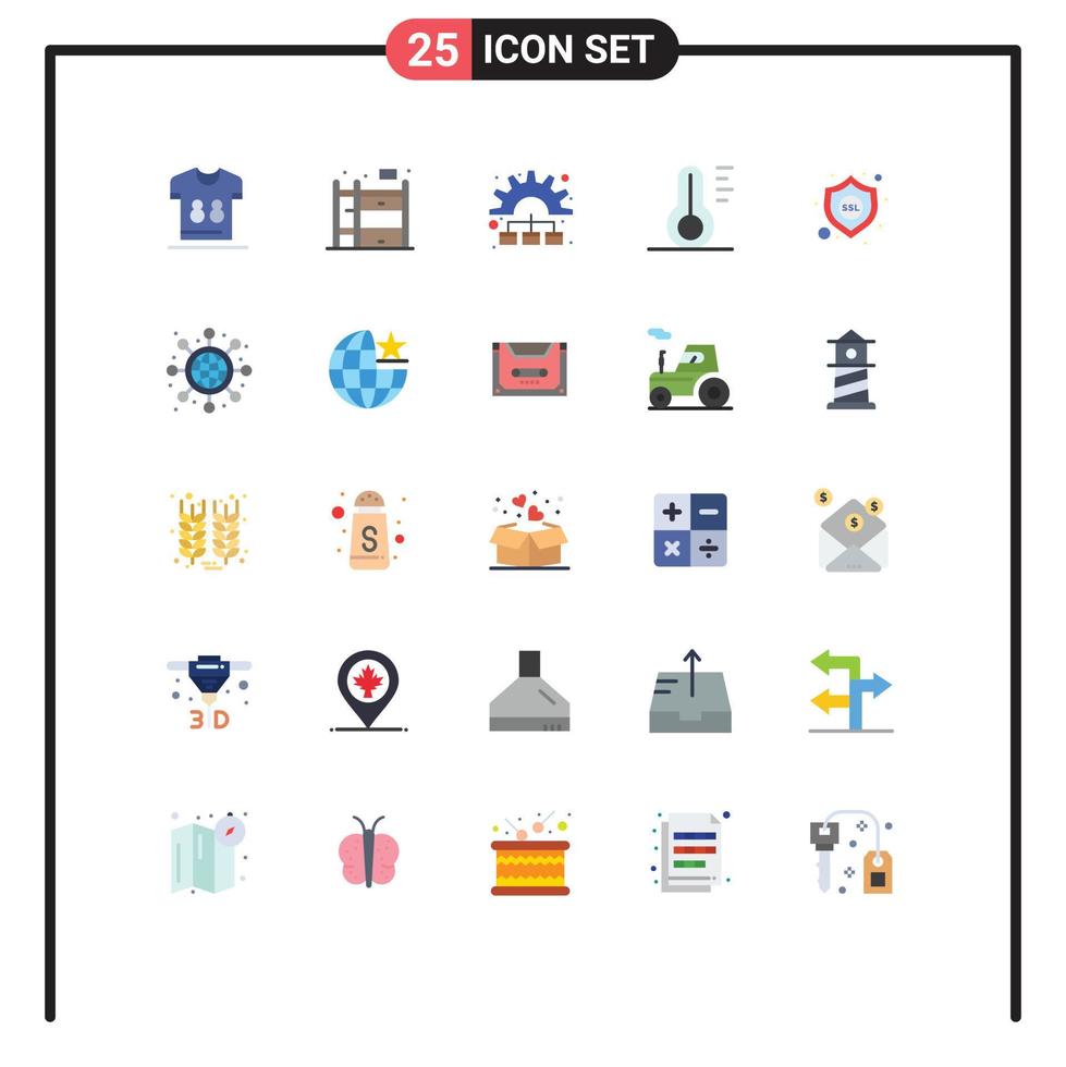 Pictogram Set of 25 Simple Flat Colors of security weather management thermometer nature Editable Vector Design Elements