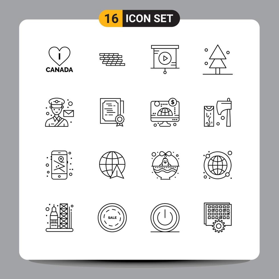 Pictogram Set of 16 Simple Outlines of man avatar analytics tree nature Editable Vector Design Elements