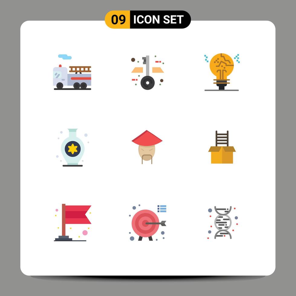 Stock Vector Icon Pack of 9 Line Signs and Symbols for chinese china fail emperor hobbies Editable Vector Design Elements