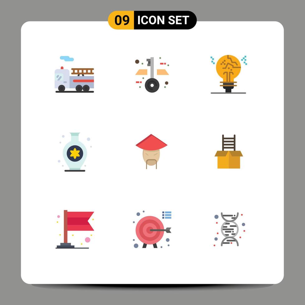 paquete de iconos de vectores de stock de 9 signos y símbolos de línea para los pasatiempos del emperador chino fallan los elementos de diseño de vectores editables