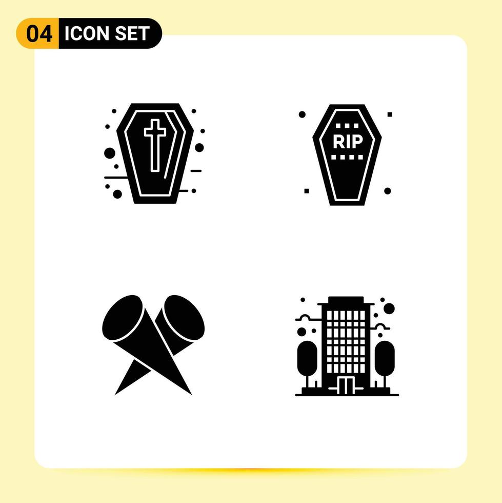 Group of 4 Solid Glyphs Signs and Symbols for sign featured holidays death popular Editable Vector Design Elements