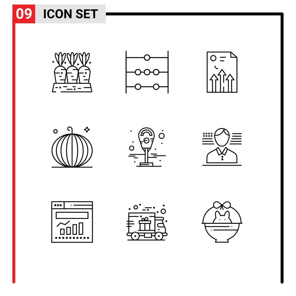 User Interface Pack of 9 Basic Outlines of thanksgiving fall arrow crop report Editable Vector Design Elements
