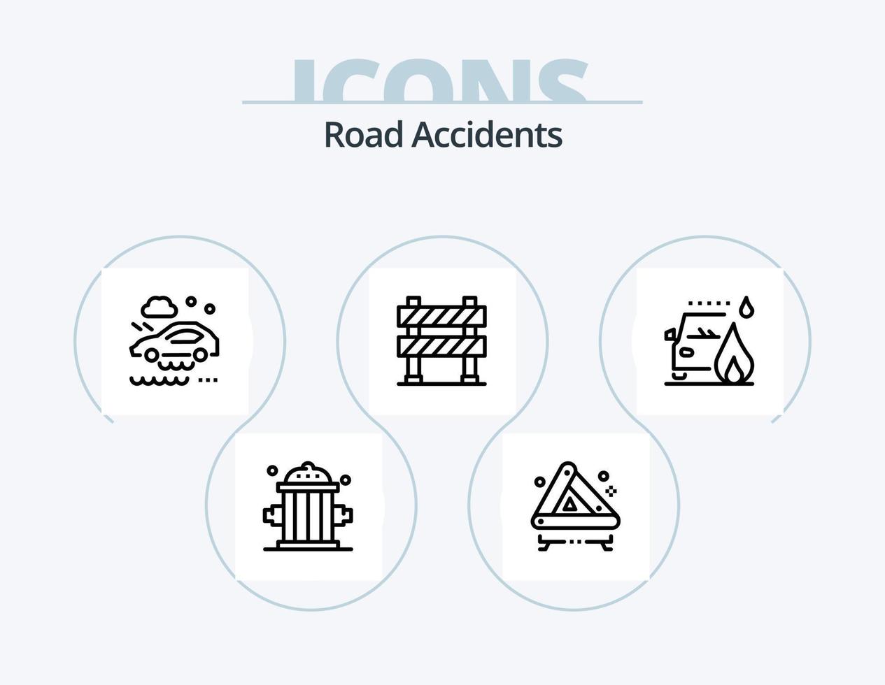 Road Accidents Line Icon Pack 5 Icon Design. crash. accident. car. road. car vector