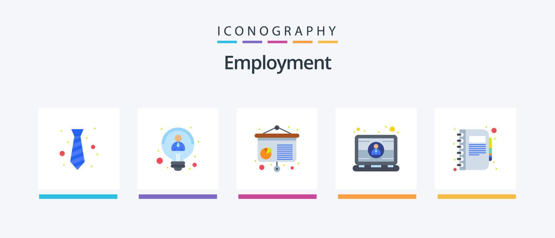 Employment Flat 5 Icon Pack Including book. laptop. thinking. engineer. computer. Creative Icons Design vector