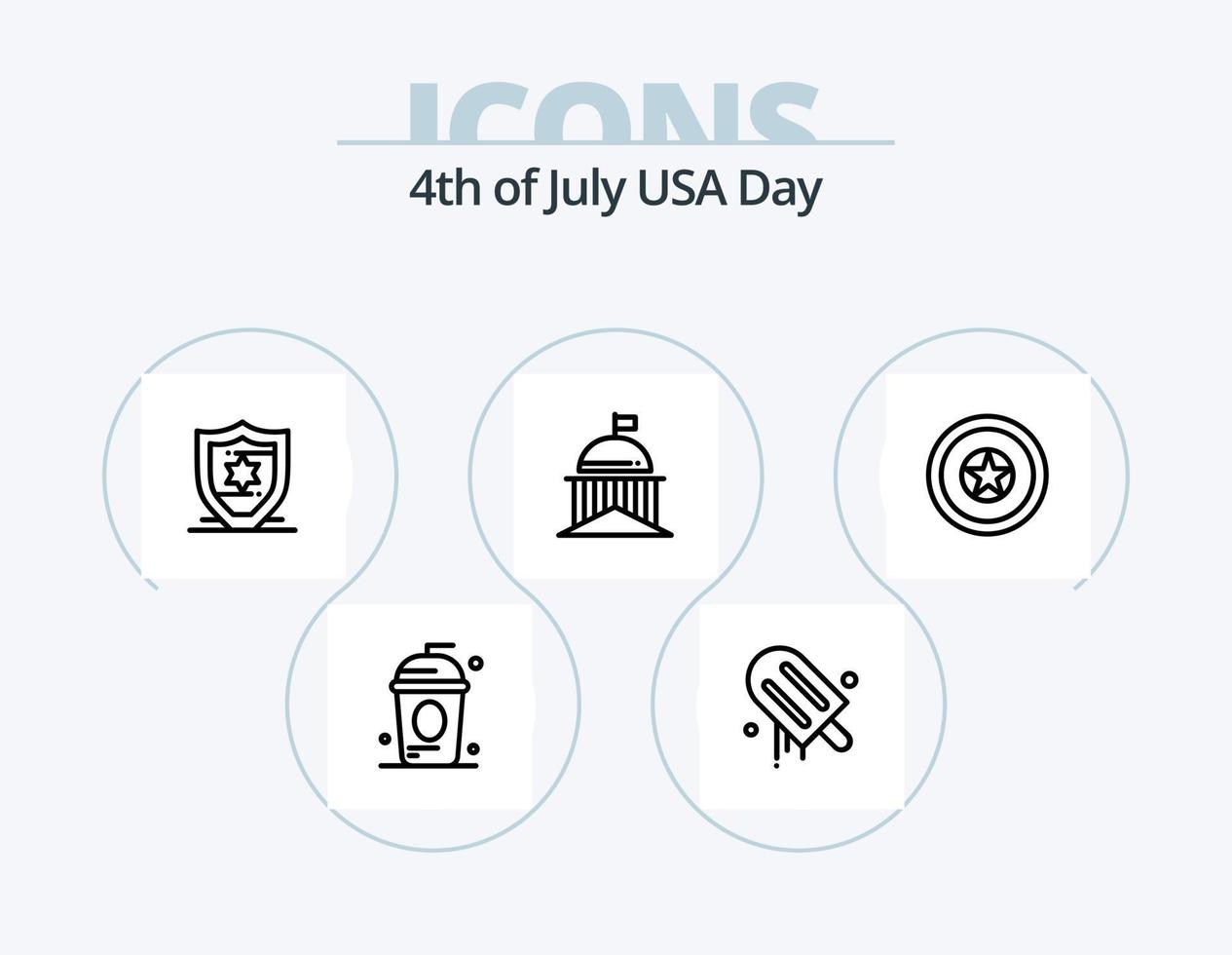 paquete de iconos de línea de ee.uu. 5 diseño de iconos. reajuste salarial. medalla. acción de gracias. día de la Independencia. vacaciones vector