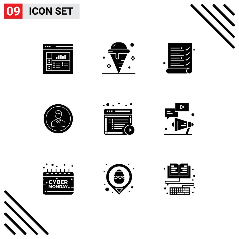 Set of 9 Modern UI Icons Symbols Signs for user person audit man business Editable Vector Design Elements