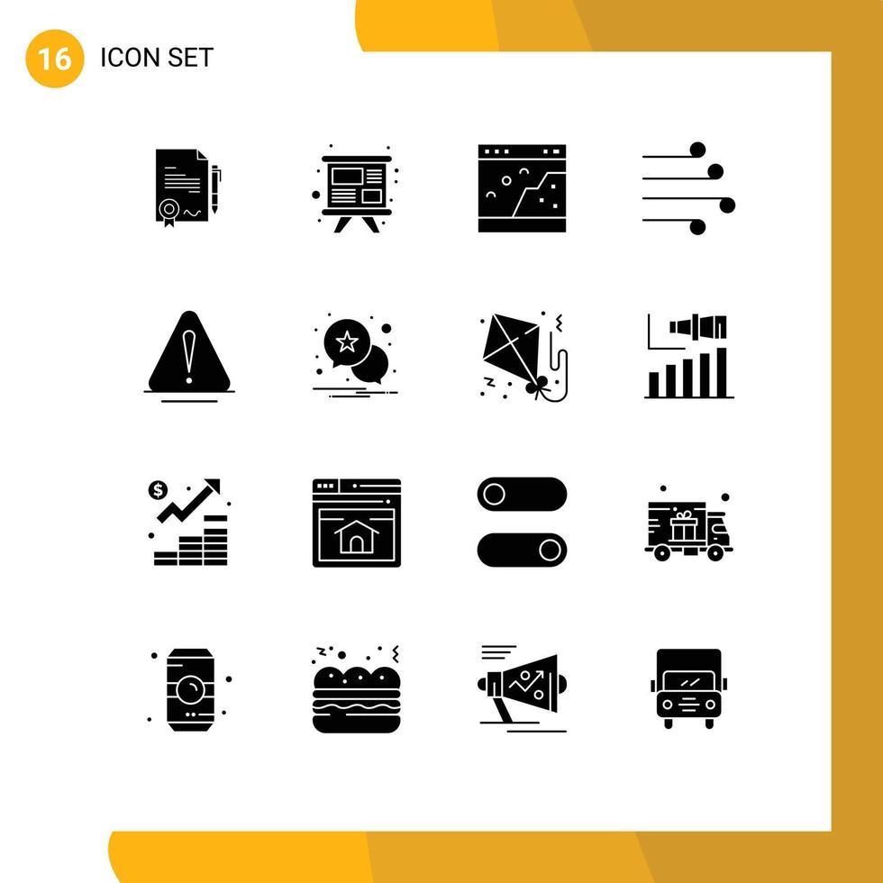 User Interface Pack of 16 Basic Solid Glyphs of wind climate browser blow picture Editable Vector Design Elements