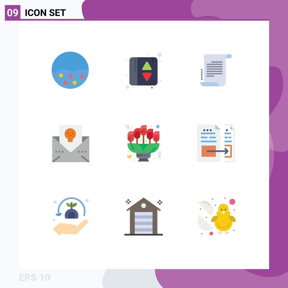 Modern Set of 9 Flat Colors and symbols such as bouquet horror decree halloween address Editable Vector Design Elements