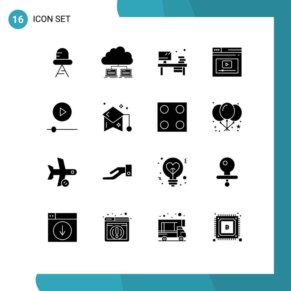 Pack of 16 creative Solid Glyphs of devices website table web internet Editable Vector Design Elements