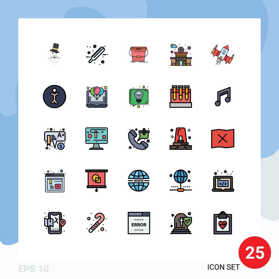 25 Creative Icons Modern Signs and Symbols of spaceship station test police water Editable Vector Design Elements