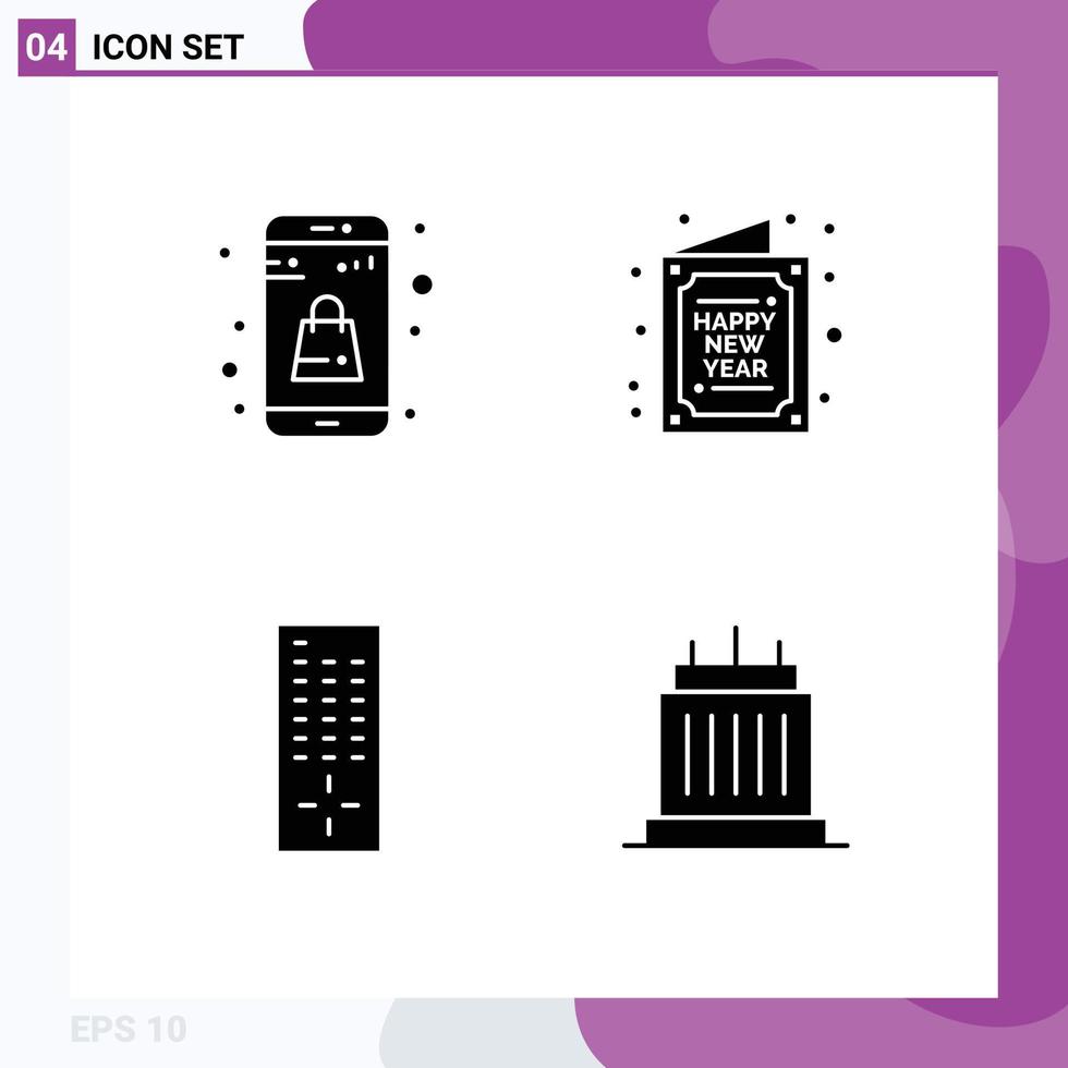 Thematic Vector Solid Glyphs and Editable Symbols of bag control online app happy tv Editable Vector Design Elements