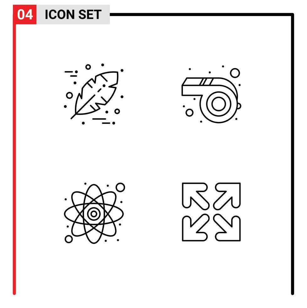 Group of 4 Modern Filledline Flat Colors Set for autumn study mardi gras atom direction Editable Vector Design Elements