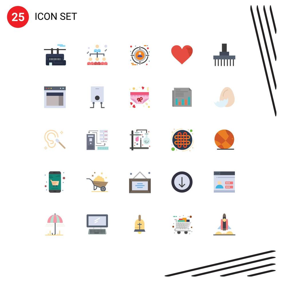 Pack of 25 creative Flat Colors of combine favorite focus like heart Editable Vector Design Elements