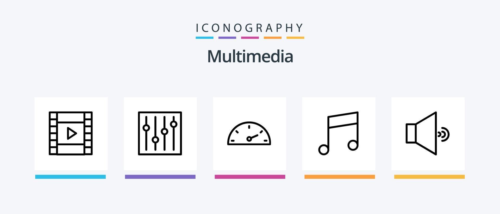 Multimedia Line 5 Icon Pack Including . volume. preferences. control. Creative Icons Design vector