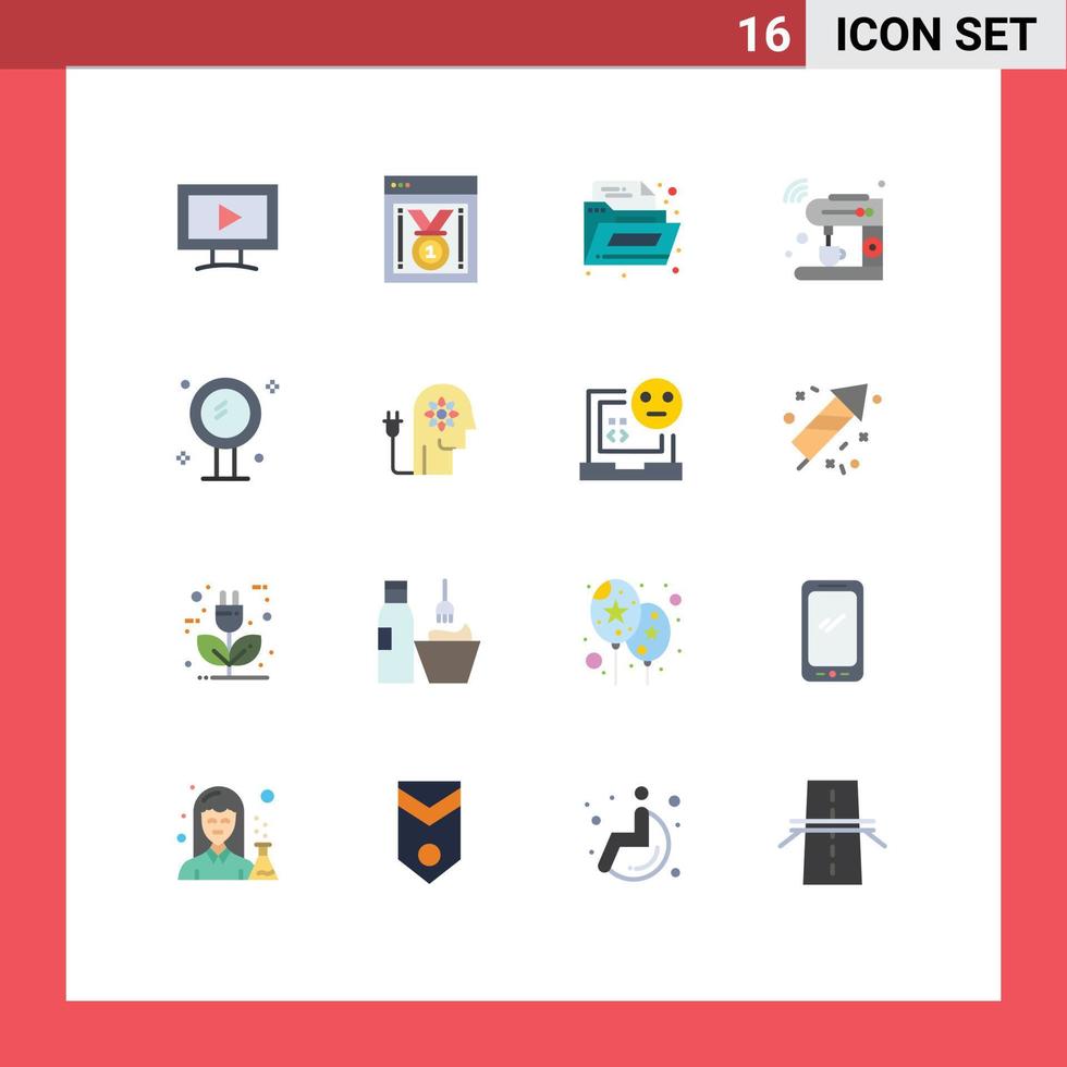 Group of 16 Modern Flat Colors Set for interior bathroom folder wifi iot Editable Pack of Creative Vector Design Elements