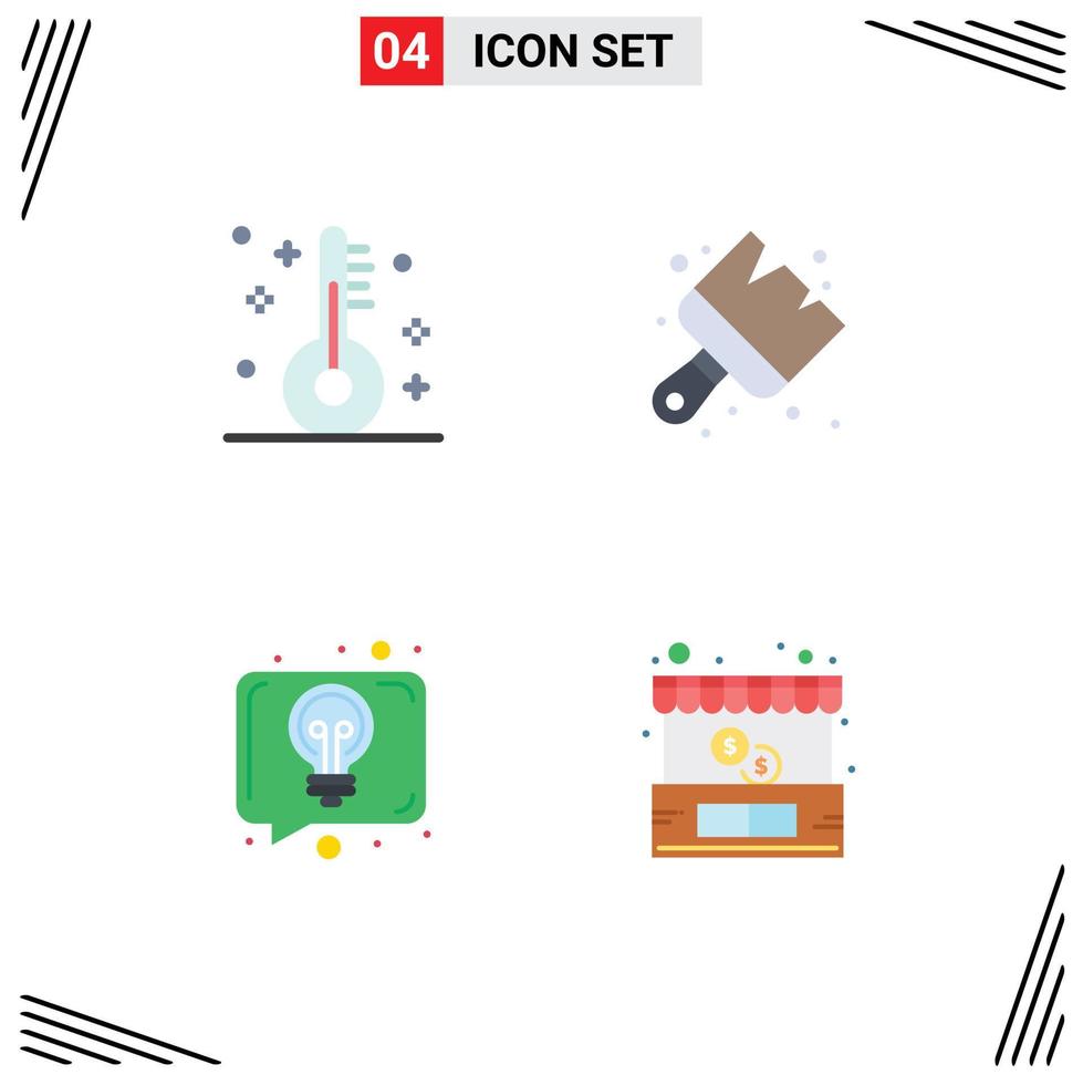 Set of 4 Commercial Flat Icons pack for christmas discussion thermometer paint talk Editable Vector Design Elements