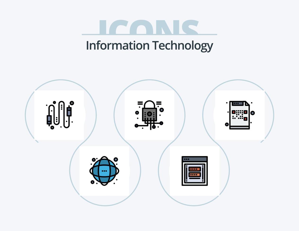 Information Technology Line Filled Icon Pack 5 Icon Design. internet. hosting. security. cloud. phone vector