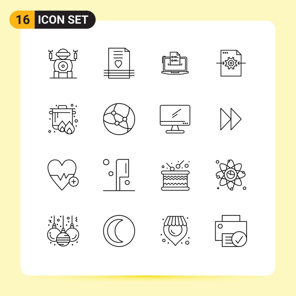 Editable Vector Line Pack of 16 Simple Outlines of setting file features web resume Editable Vector Design Elements