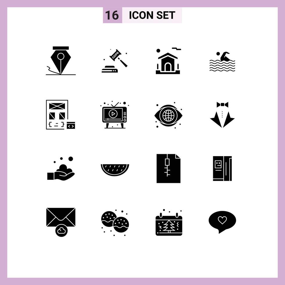 16 Creative Icons Modern Signs and Symbols of app swimming home swim activity Editable Vector Design Elements