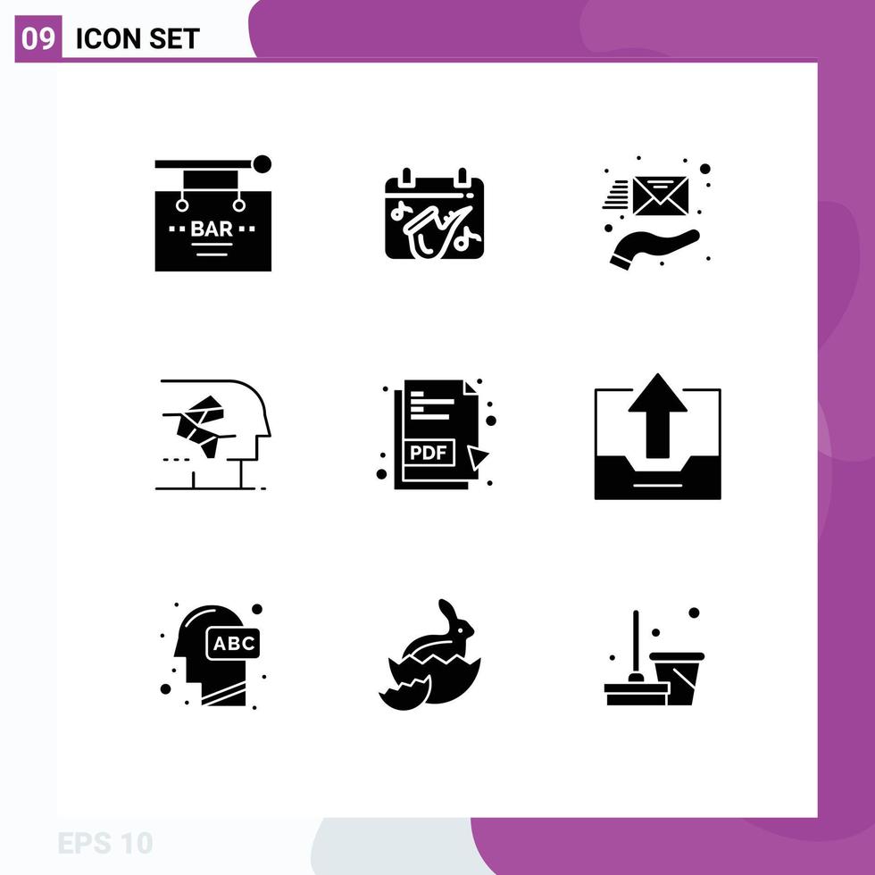 User Interface Pack of 9 Basic Solid Glyphs of interface brain saxophone artificial support Editable Vector Design Elements