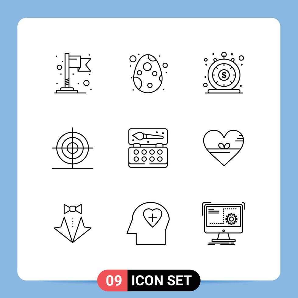 Universal Icon Symbols Group of 9 Modern Outlines of arts shape instant math design Editable Vector Design Elements