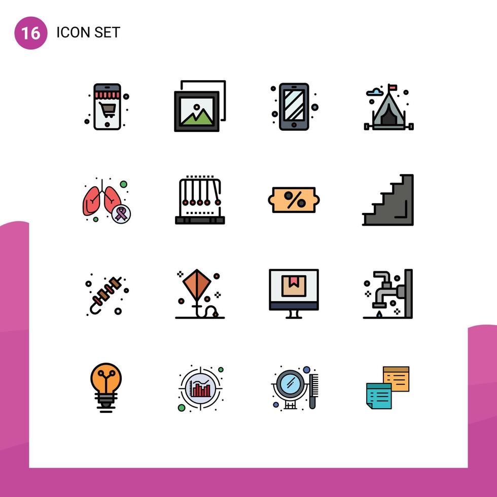Stock Vector Icon Pack of 16 Line Signs and Symbols for gravity lungs cancer access lung cancer Editable Creative Vector Design Elements