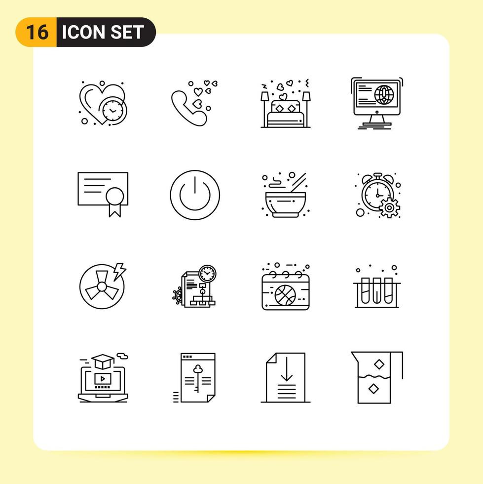 16 Universal Outline Signs Symbols of web development bed content night Editable Vector Design Elements