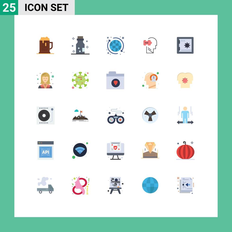 Stock Vector Icon Pack of 25 Line Signs and Symbols for bank problem poison mind world Editable Vector Design Elements