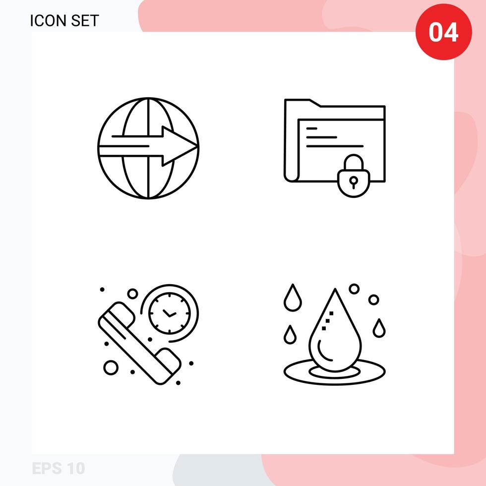 Universal Icon Symbols Group of 4 Modern Filledline Flat Colors of cargo safe folder logistic folder duration Editable Vector Design Elements