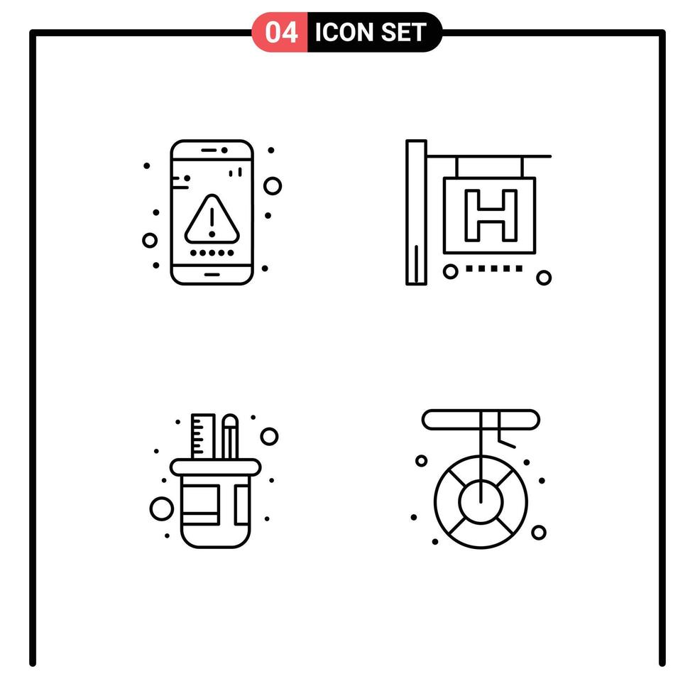 User Interface Pack of 4 Basic Filledline Flat Colors of app pencil interface travel scale Editable Vector Design Elements