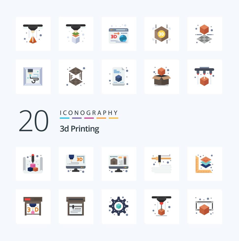 20 3d Printing Flat Color icon Pack like 3d printing printing computer scaled modeling vector