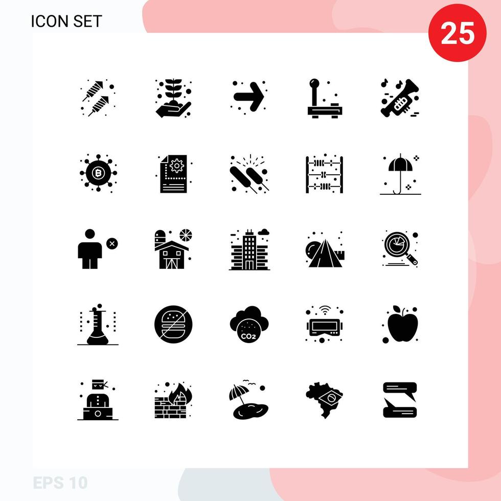 25 Solid Glyph concept for Websites Mobile and Apps trumpet instrument back hardware electronic Editable Vector Design Elements