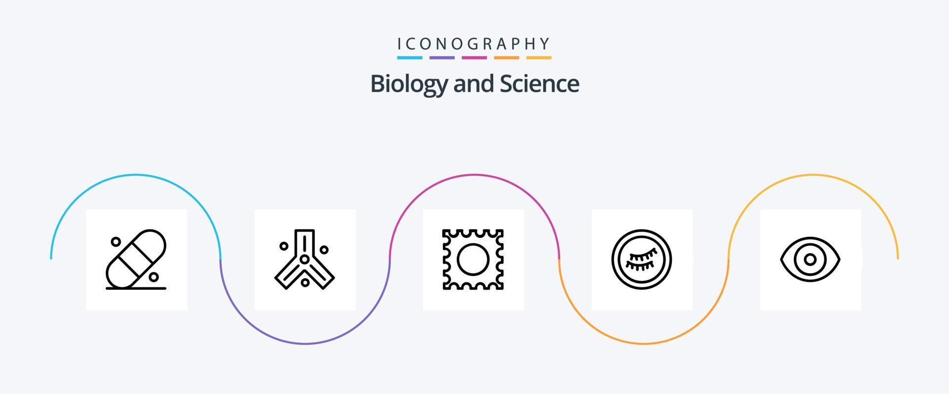 Biology Line 5 Icon Pack Including ratory. lsd. science. eye vector