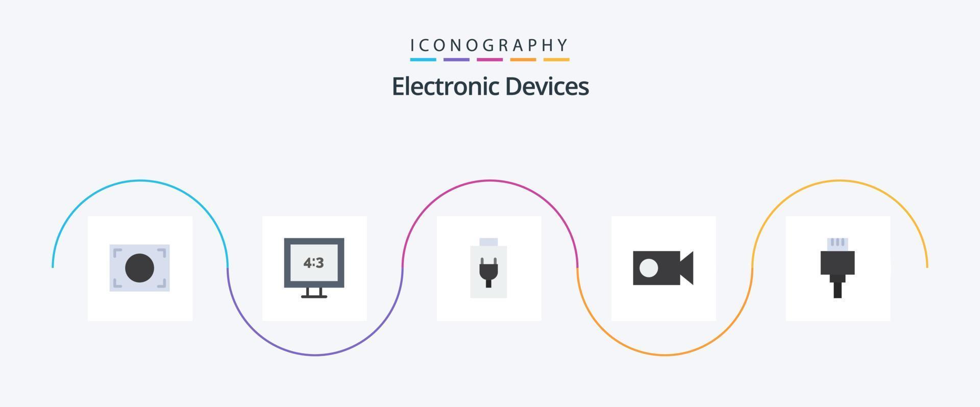 Devices Flat 5 Icon Pack Including . electric. electronic. cable vector