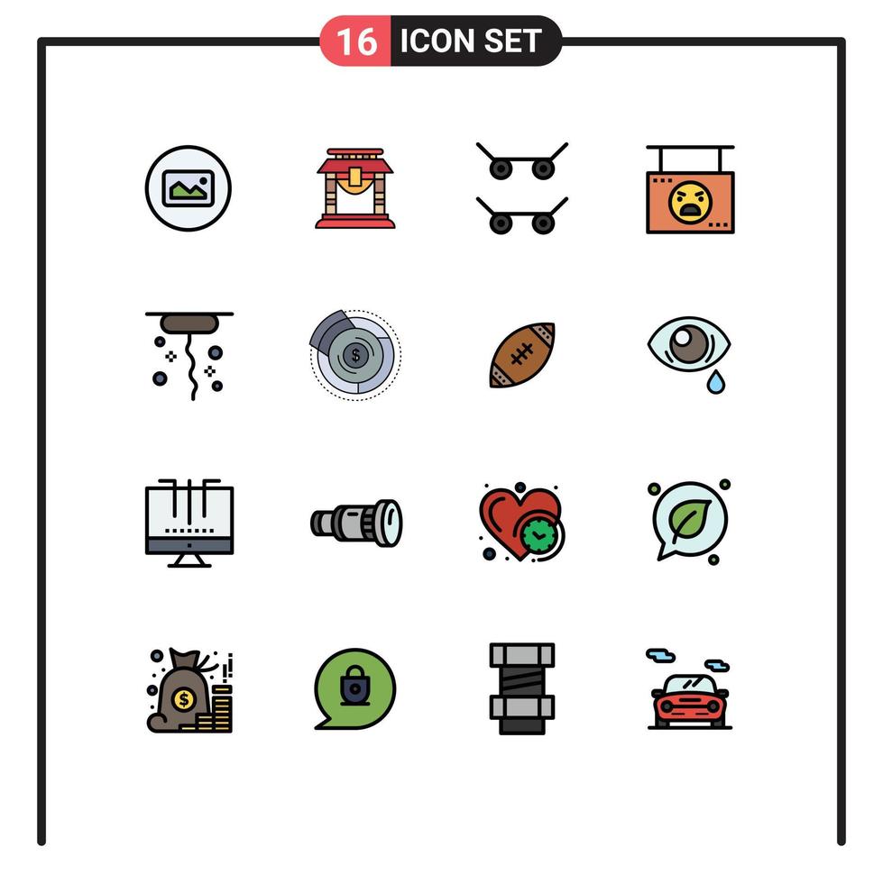 16 iconos creativos signos y símbolos modernos de dar sacacorchos tienda de patinetas colgando elementos de diseño de vectores creativos editables