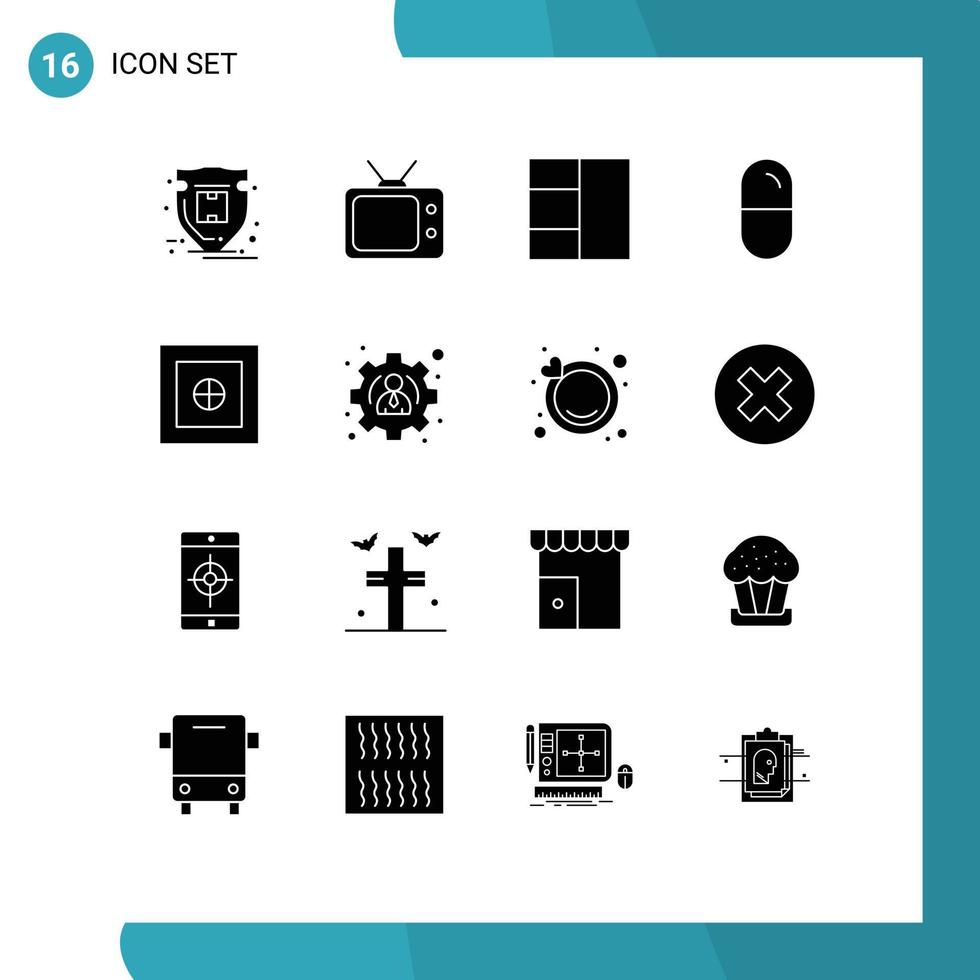 16 User Interface Solid Glyph Pack of modern Signs and Symbols of profile safe wireframe money tablets Editable Vector Design Elements