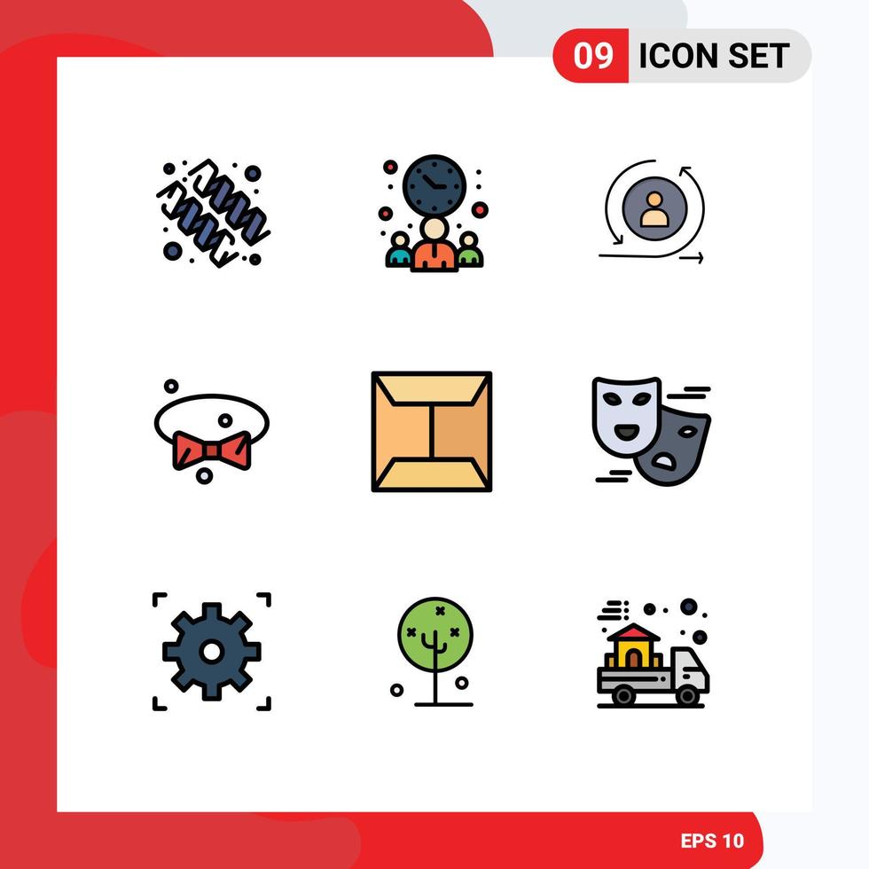 Universal Icon Symbols Group of 9 Modern Filledline Flat Colors of mail wear returning tie bow Editable Vector Design Elements