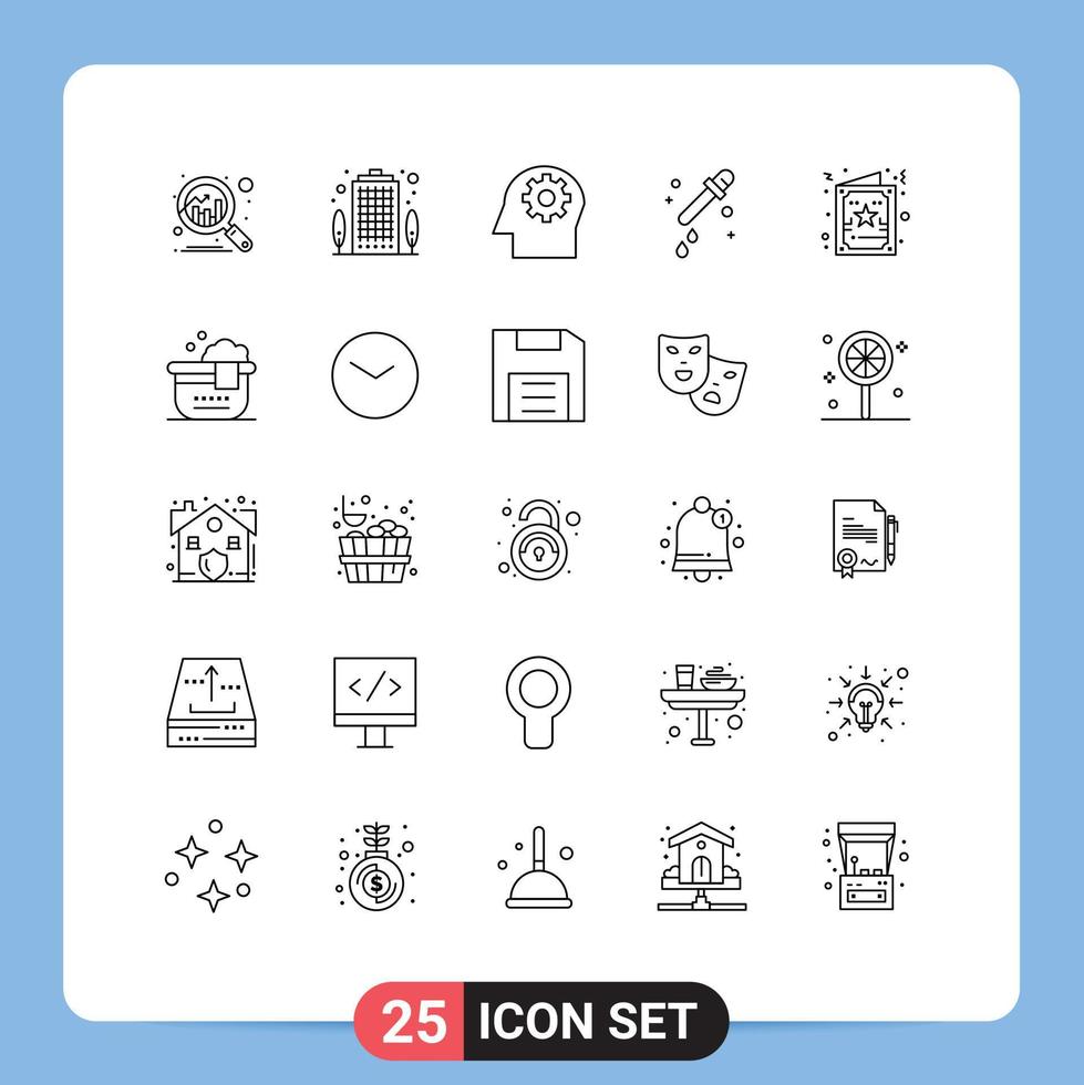Set of 25 Modern UI Icons Symbols Signs for bathtub greeting mental christmas science Editable Vector Design Elements
