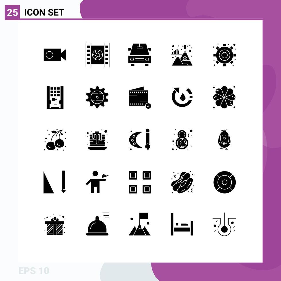 Set of 25 Modern UI Icons Symbols Signs for drive settings vehicles gear winner Editable Vector Design Elements