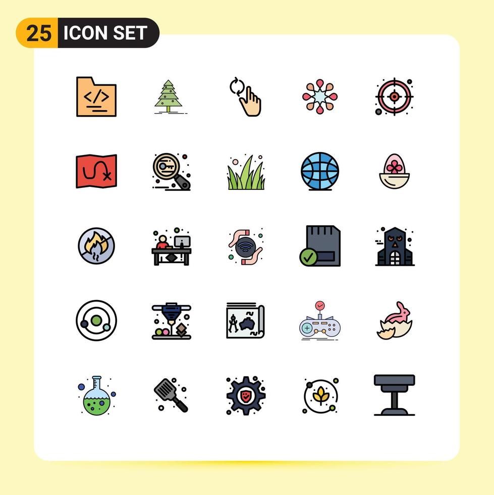 Modern Set of 25 Filled line Flat Colors Pictograph of map management hand business health Editable Vector Design Elements