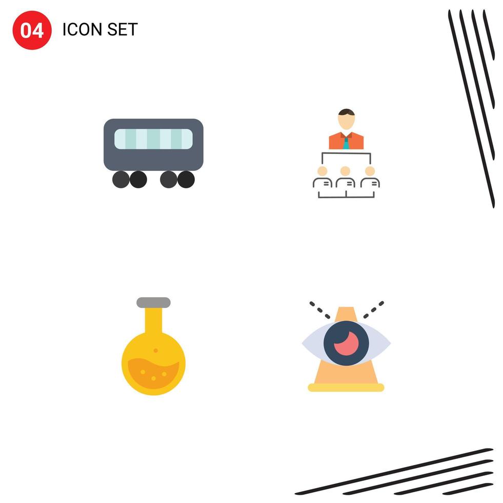 Universal Icon Symbols Group of 4 Modern Flat Icons of passenger labe organization leadership test Editable Vector Design Elements