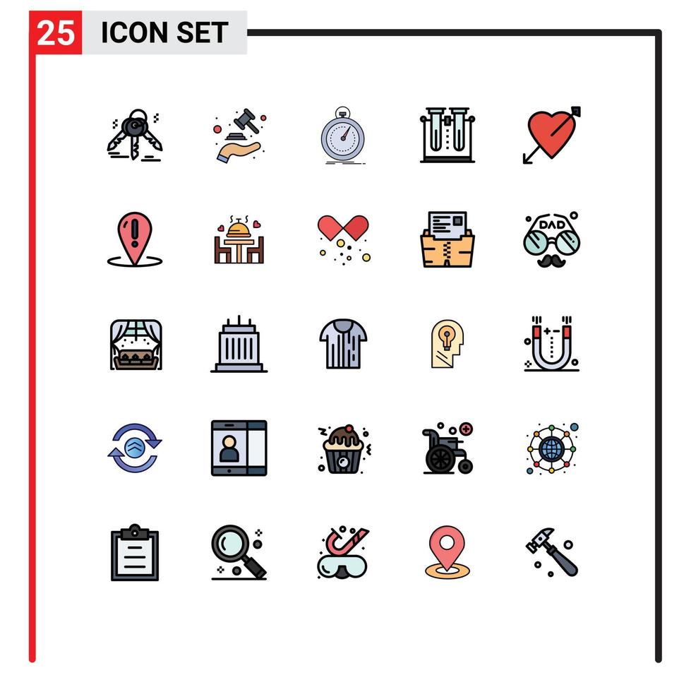 Universal Icon Symbols Group of 25 Modern Filled line Flat Colors of tube science done laboratory sport Editable Vector Design Elements